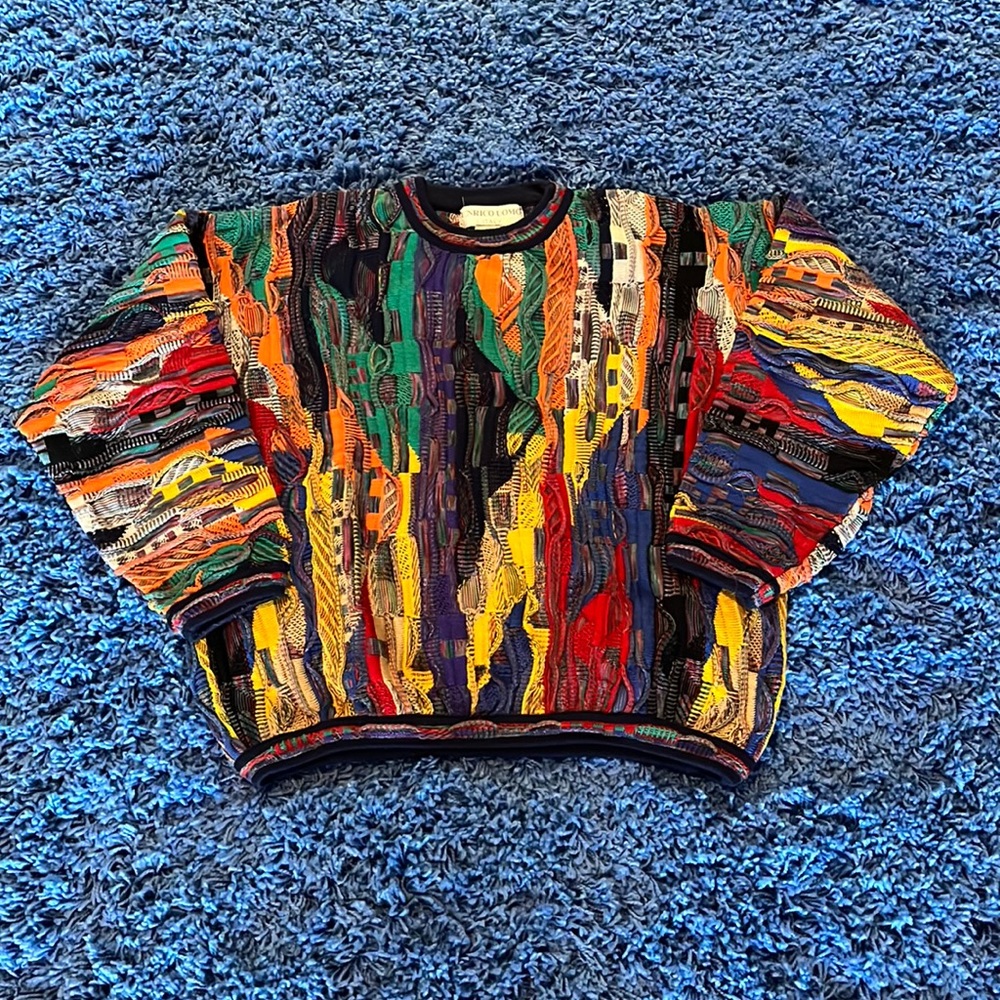 Vintage men's Enrico Uomo Italian knit patterned sweater - size XL.